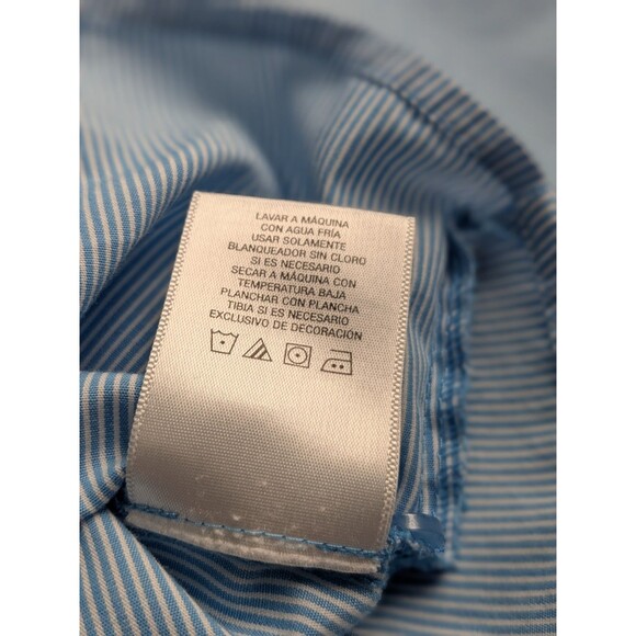 Covington Womans Shirt With Roll Tab Sleeve Plus Sz 24-26W  Blue & White Striped - Picture 10 of 11